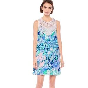 Lilly Pulitzer NWT Nala Soft Shift Dress Party Thyme Blue Floral Women’s 10